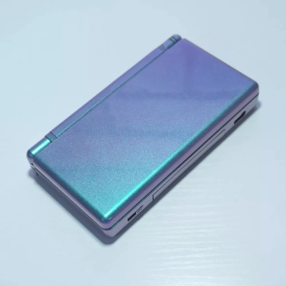 Nintendo DS Lite Shiny Metallic Chameleon Green / Purple Handheld Game System